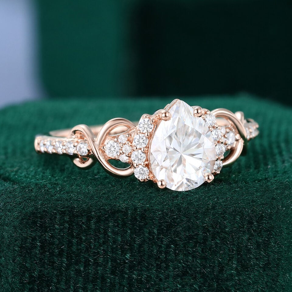 Pear Cut Moissanite Infinity Pavé Engagement Ring (4)