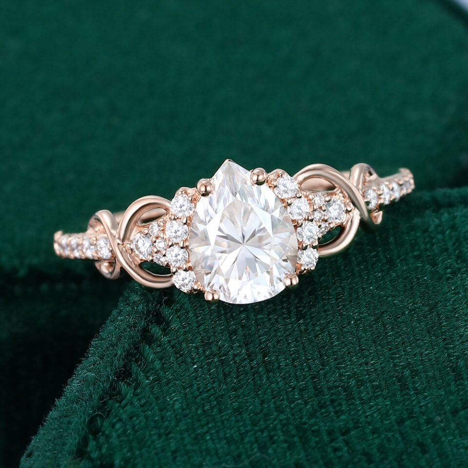 Pear Cut Moissanite Infinity Pavé Engagement Ring (5)
