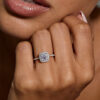 Cushion Cut Moissanite Engagement Ring Half Eternity Halo Promise Ring (1)
