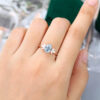 Oval Cut Silver &14K Rose Gold Aquamarine and Diamond Engagement Ring