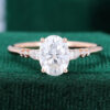1.5 Carat Oval Cut Moissanite Promise Ring Cathedral Setting Engagement Ring In Rose Gold