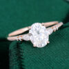 1.5 Carat Oval Cut Moissanite Promise Ring Cathedral Setting Engagement Ring In Rose Gold