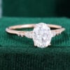 1.5 Carat Oval Cut Moissanite Promise Ring Cathedral Setting Engagement Ring In Rose Gold