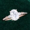 1.5 Carat Oval Cut Moissanite Promise Ring Cathedral Setting Engagement Ring In Rose Gold