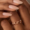 Nature Inspired Curved Wedding Band Stacking Moissanite Leafy Promise Ring (3)