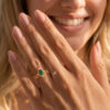 Pear Shaped Emerald Bridal Ring Set Floral Halo Wedding Ring Set (1)