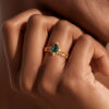 Pear Shaped Emerald Bridal Ring Set Floral Halo Wedding Ring Set