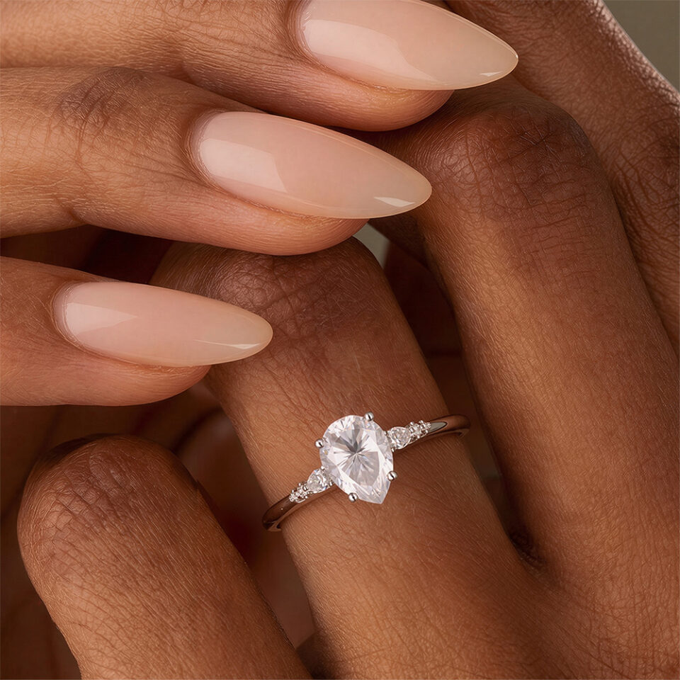 Pear Shaped Moissanite Engagement Ring Vintage Rose Gold