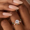 Sylvan Crown Unique Moissanite 14K Rose Gold Emerald Leaf Engagement Ring (2)