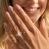 Filigree Floral Halo Engagement Ring Set Pear Shaped Moissanite Ring Set