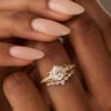 Pear Shaped Moissanite Bridal Ring Set Infinity Wedding Set (3)
