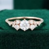 Snowdrift - Round Cut Moissanite Cluster Engagement Ring - rose gold