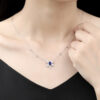 14K/18K White Gold Oval Cut Sapphire Fashion Bowtie Necklace Women Commemorative Gift