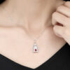 14K/18K White Gold Oval Cut Ruby Women Fashion The Door to Happiness Necklace Commemorative Gift