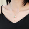 14K/18K Yellow Gold Oval Cut Emerald Key Women Elegant Necklace Commemorative Gift