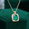 14K/18K Yellow Gold Oval Cut Plain Emerald Hard Gold Version Necklace Commemorative Gift