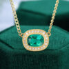 14K/18K Yellow Gold Oval Cut Emerald Women Elegant Necklace Commemorative Gift