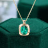 14K/18K Yellow Gold Oval Cut Plain Emerald Hard Gold Version Necklace Commemorative Gift