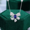 14K/18K White Gold Oval Cut Sapphire Fashion Bowtie Necklace Women Commemorative Gift