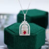 14K/18K White Gold Oval Cut Ruby Women Fashion The Door to Happiness Necklace Commemorative Gift