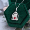 14K/18K White Gold Oval Cut Ruby Women Fashion The Door to Happiness Necklace Commemorative Gift