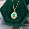 14K/18K Yellow Gold Oval Cut Emerald Women Elegant Aristocratic Necklace Commemorative Gift