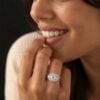 Oval Cut Moissanite Cluster Bridal Ring Set in White Gold (4)