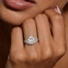 Oval Cut Moissanite Half Cluster Bridal Ring Set in White Gold (1)