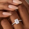 Yellow Gold Radiant Cut Moissanite Pavé Engagement Ring (2)