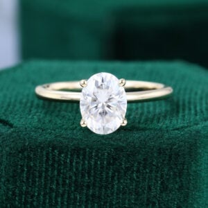 2CT Oval Cut Moissanite Hidden Halo Engagement Ring