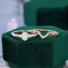 Asteria | Oval Cut Natural Opal Dainty Bridal Ring Set 2PCS Wedding Ring Set 2