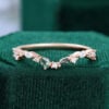 Patchwork moss agate & moissanite curved wedding band stacking ring