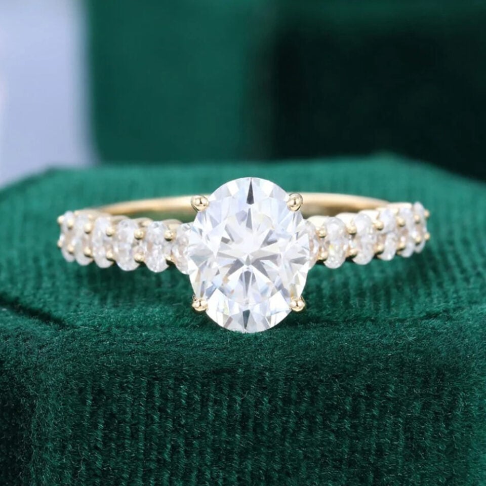 2CT Oval Cut Moissanite Engagement Ring Bridal Ring