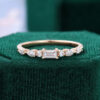 Baguette Cut Moissanite with Trio Accents Stacking Ring