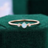 Dainty Cabochon Round Cut Opal Three Stone Ring Gift For Girls
