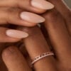 Crown Moissanite Wedding Band Scallop Lace Design Full Eternity Stacking Ring (2)