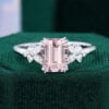 Emerald Cut Pink Morganite Engagement Ring Floral Design