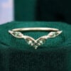 Marquise & Round Green Sapphire Seagull Arc Curved Wedding Ring