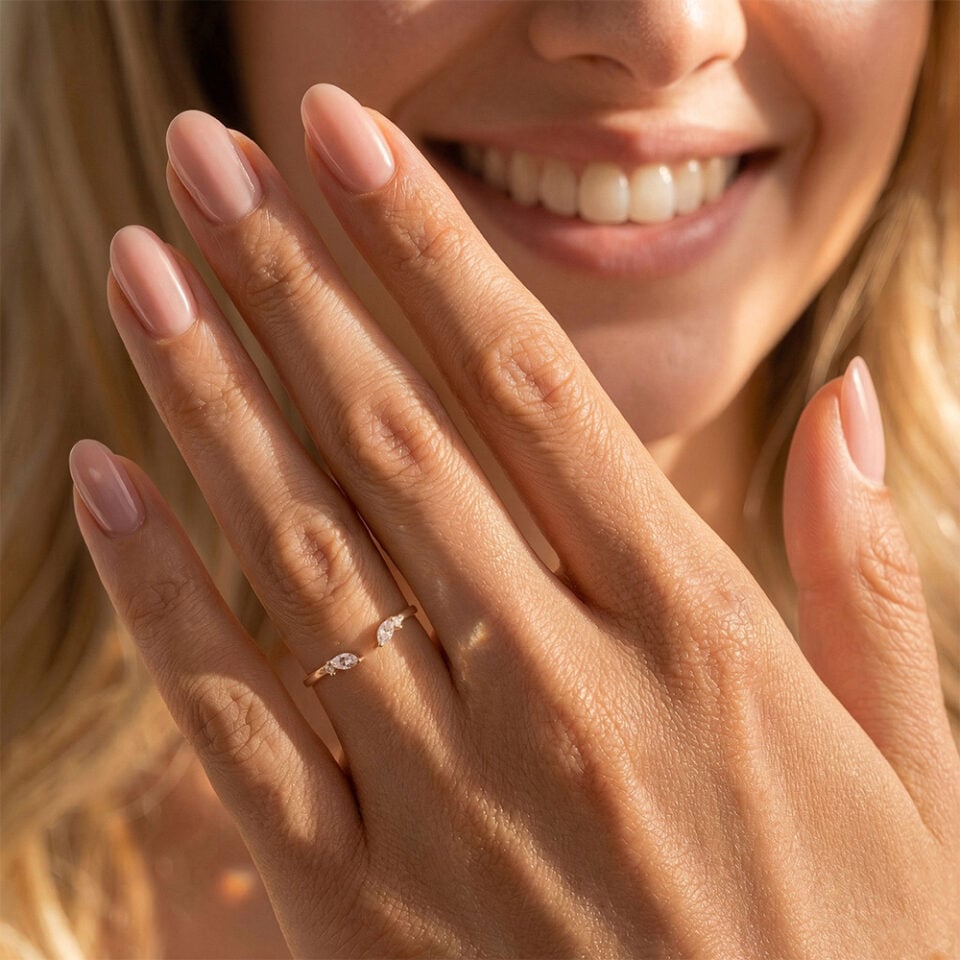 Moissanite Wedding Band Open Stacking Ring (1)