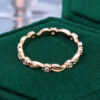 Natural Inspired Gold Leaves and Moissanite Flowers Stacking Ring