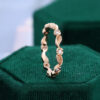 Natural Inspired Gold Leaves and Moissanite Flowers Stacking Ring