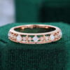 Natural Opal Promise Ring Fretwork Half Eternity Band