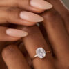 Oval Cut Moissanite Hidden Halo Solitaire Engagement Ring