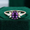 Rose Gold Oval Cut Birthstone Rings With Cluster Wings For Women