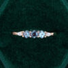 Three Hexagonal Alexandrite Stackable Ring With Marquise Moissanite Accents