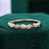 Nature Inspired Wavy Marquise Moissanite Leaf Ring Half Eternity Band
