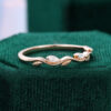 Nature Inspired Wavy Marquise Moissanite Leaf Ring Half Eternity Band