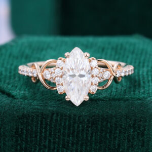 1ct Marquise Cut Moissanite Infinity Pavé Engagement Ring