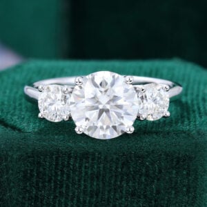 3 Carat Round Cut Moissanite Engagement Ring Three Stone Ring