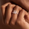3.5 Carat Radiant Cut Moissanite Engagement Ring Hidden Halo Pave Bridal Ring